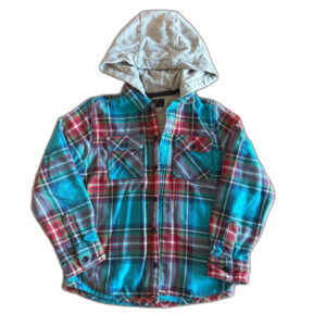 Next Blue Plaid Hooded Shacket Boys' 5-6
